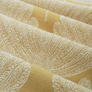 Mustard Yellow Ivory Fan Leaf Upholstery Drapery Fabric