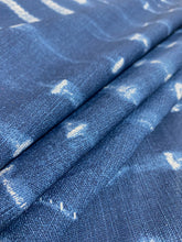 Load image into Gallery viewer, Bennison Onikoko Indigo Mudcloth Stripe Linen Upholstery Drapery Fabric WHS 5108