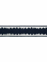 Load image into Gallery viewer, 3&quot; Wide Linen Viscose White Indigo Navy Blue Embroidered Abstract Drapery Border Tape Trim
