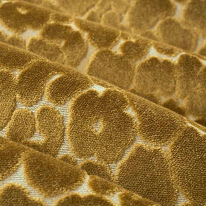 Mustard Gold Beige Animal Cheetah Cut Velvet Upholstery Fabric