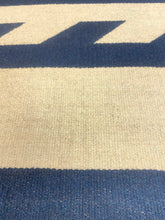 Load image into Gallery viewer, 1.5 Yard Telluride Beige Navy Blue Stripe Geometric Wool Upholstery Fabric STA 5150
