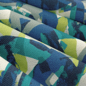 Bella Dura Indoor Outdoor Island Vibes Abstract Navy Blue Teal Green Upholstery Drapery Fabric FB