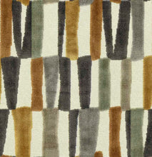 Load image into Gallery viewer, Cream Mustard Gold Ochre Sage Green Grey Taupe Abstract Cut Velvet Upholstery Fabric