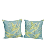 Load image into Gallery viewer, 17” X 17” Pillow Cover in Floral Botanical Thibaut Winter Bud in Teal - One Side / Pair