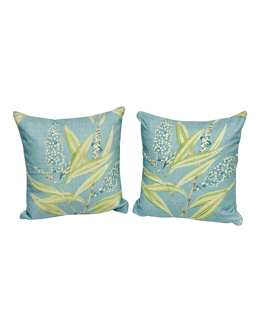 17” X 17” Pillow Cover in Floral Botanical Thibaut Winter Bud in Teal - One Side / Pair