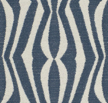 Load image into Gallery viewer, Bella Dura Indoor Outdoor Marina Bay Geometric Denim Blue Cream Upholstery Drapery Fabric FB