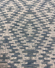 Load image into Gallery viewer, Wemyss Nomad Berber Cadet Geometric Stain Resistant Upholstery Teal Blue Off White Fabric