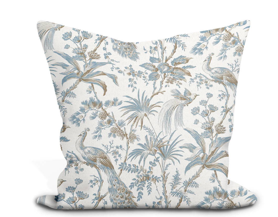 Thibaut Peacock Toile Pillow Cover