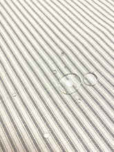 Load image into Gallery viewer, Perennials Tick Tock Stripe Nickel Grey Cream Outdoor Indoor Upholstery Fabric STA-5009