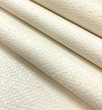 Load image into Gallery viewer, 1.5 Yard Designer Ivory Basketweave Faux Leather Upholstery Vinyl WHS 5087