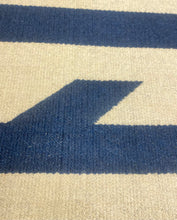 Load image into Gallery viewer, 1.5 Yard Telluride Beige Navy Blue Stripe Geometric Wool Upholstery Fabric STA 5150