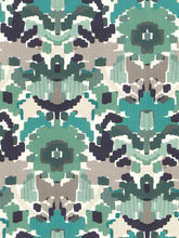 Load image into Gallery viewer, Bella Dura Indoor Outdoor Suncoast Floral Navy Blue Teal Green Grey White Upholstery Drapery Fabric FB