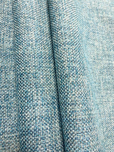 Load image into Gallery viewer, Designer Navy Blue Aqua White MCM Mid Century Modern Tweed Upholstery Fabric STA 5176