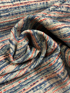 Osborne & Little Berkeley F 7314-05 Navy Blue Teal Greige Red Upholstery Fabric WHS-5001
