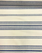 Load image into Gallery viewer, Schumacher Solana Stripe Navy Blue Cream Indoor Outdoor Upholstery Fabric STA 5015