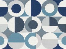 Load image into Gallery viewer, Bella Dura Indoor Outdoor Marvista Geometric Abstract Navy Blue Grey Upholstery Drapery Fabric FB