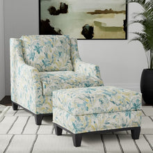 Load image into Gallery viewer, Stain Resistant Beige Teal Seafoam Floral Upholstery Drapery Fabric