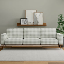 Load image into Gallery viewer, Stain Resistant Crypton Aqua Blue Cream Check Upholstery Drapery Fabric