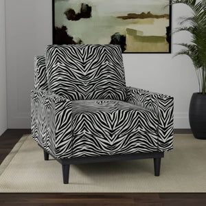 Heavy Duty Black Off White Tiger Microfiber Animal Pattern Upholstery Fabric