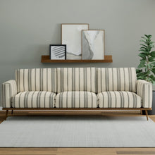 Load image into Gallery viewer, Oatmeal Beige Black Stripe Upholstery Fabric