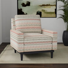 Load image into Gallery viewer, Cream Grey Rusty Red Orange Ethnic Stripe Upholstery Fabric