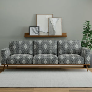 Charcoal Beige Geometric Ethnic Upholstery Fabric