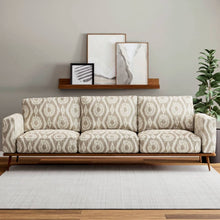 Load image into Gallery viewer, Heavy Duty Cream Taupe Grey Ikat Ethnic Geometric Upholstery Fabric