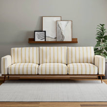 Load image into Gallery viewer, Crypton Green Mustard Art Deco Stripe Upholstery Fabric