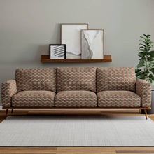 Load image into Gallery viewer, Heavy Duty Brown Red Cream Stripe Tweed Ethnic Geometric Upholstery Fabric
