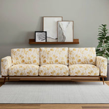 Load image into Gallery viewer, Cream Mustard Yellow Brown Floral Cotton Upholstery Fabric