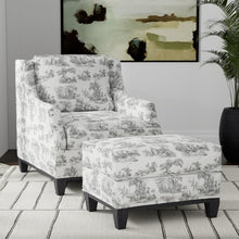 Load image into Gallery viewer, Ivory Grey French Country Toile Drapery Upholstery Fabric