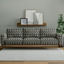 Load image into Gallery viewer, Black Brown Grey Beige Ikat Upholstery Fabric