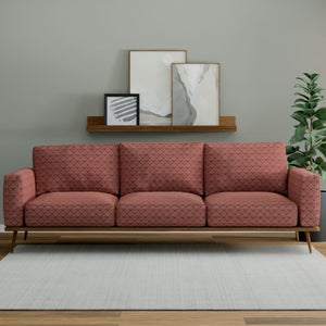 Rusty Red Cream Geometric Abstract Upholstery Fabric