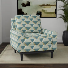 Load image into Gallery viewer, Stain Resistant Teal Aqua Beige Cream Geometric Upholstery Drapery Fabric