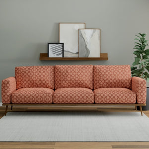 Coral Rusty Red Geometric Upholstery Fabric