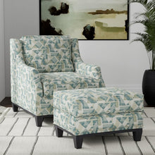 Load image into Gallery viewer, Stain Resistant Cream Teal Olive Green Abstract Geometric Upholstery Drapery Fabric
