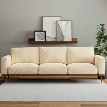 Load image into Gallery viewer, Heavy Duty Fade Resistant Cream Yellow Geometric Diamond Upholstery Fabric