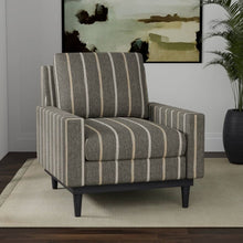 Load image into Gallery viewer, Heavy Duty Charcoal Grey Brown Stripe Ethnic Geometric Upholstery Fabric