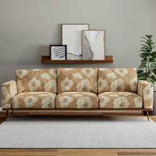 Load image into Gallery viewer, Fade Resistant Mustard Gold Cream Grey Floral Chenille Upholstery Fabric