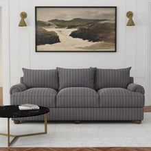 Load image into Gallery viewer, Heavy Duty Victorian Stripe Navy Blue Upholstery Drapery Fabric