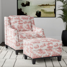 Load image into Gallery viewer, Cream Burgundy Red French Scenic Toile Drapery Upholstery Fabric