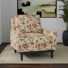 Load image into Gallery viewer, Heavy Duty Red Brown Cream Seafoam Yellow Ikat Ethnic Geometric Upholstery Fabric