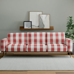 White Red Buffalo Check Plaid Upholstery Fabric