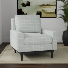 Load image into Gallery viewer, Stain Resistant Crypton Teal White Beige Check Upholstery Drapery Fabric