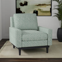 Load image into Gallery viewer, Stain Resistant Teal Blue Cream Abstract Upholstery Drapery Fabric