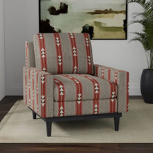 Load image into Gallery viewer, Heavy Duty Red Grey Black Southwestern Stripe Ethnic Geometric Upholstery Fabric