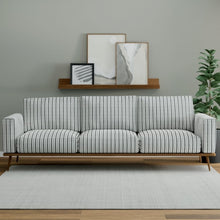 Load image into Gallery viewer, Charcoal Grey Cream Stripe Upholstery Fabric