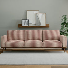 Load image into Gallery viewer, Rusty Red Coral Cream Woven Stripe Upholstery Fabric