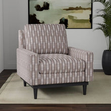 Load image into Gallery viewer, Heavy Duty Taupe Off White Charcoal Ikat Stripe Ethnic Geometric Upholstery Fabric