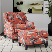 Load image into Gallery viewer, Red Teal Beige Asian Chinoiserie Cotton Drapery Upholstery Fabric